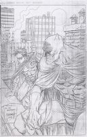 Batman & Robin - 2 Figure Pencil & Background Comic Art